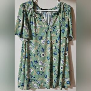 18-20 Woman's Lane Bryant Ruffle Notch-Neck Top